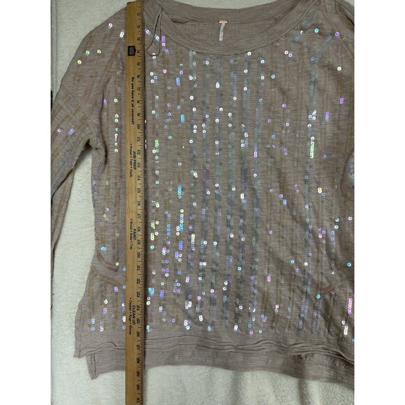 Free People Dusty Pink Sequin Oversized Sweater Small Boho‎ Fairy Cottage - Picture 6 of 9